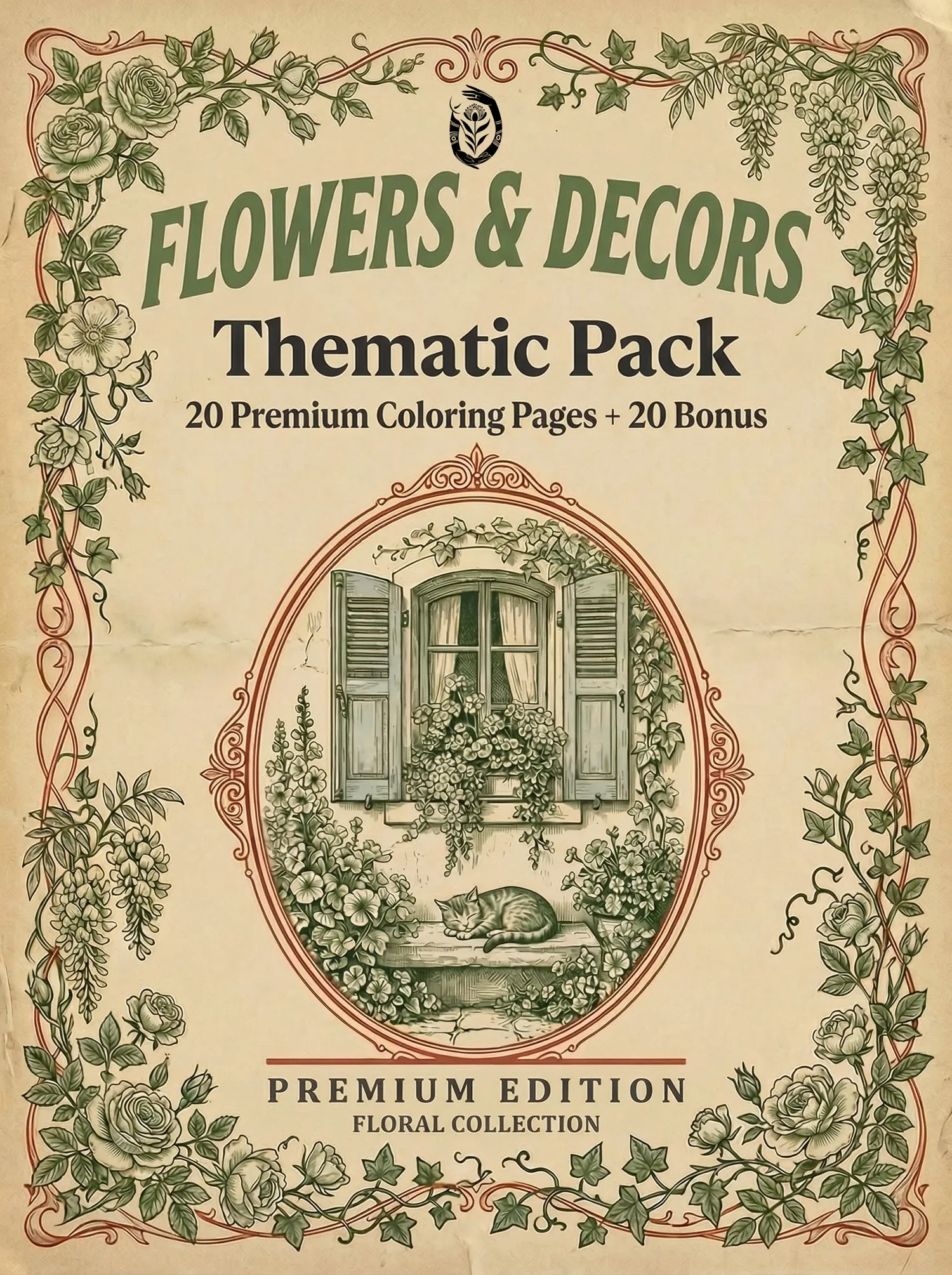 Flowers & Décor adult coloring book pack cover